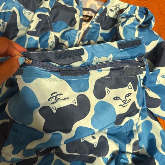 RIPNDIP Nerm Cat Blue Camo Packable Windbreaker Jacket Sz S Rare Skate Unisex - Picture 10 of 16